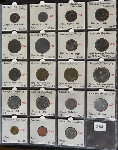 Monnaies - Roumanie - Collection de 59 monnaies...
