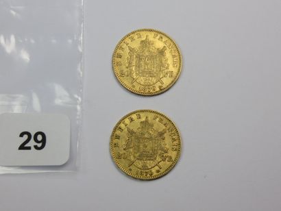 Monnaies or - Lot de 2 x 20 Francs Napoléon...