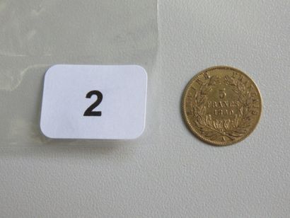 Monnaie or - 5 Francs Napoléon III tête nue,...