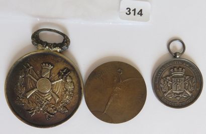 Médailles - Lot de 3 médailles de Société...