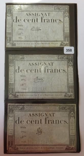 Assignats - Lot de 6 assignats de 100 Francs...