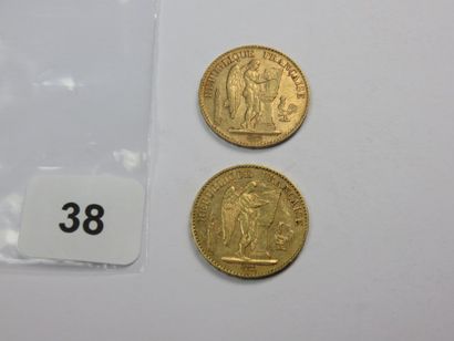 Monnaies or - Lot de 2 x 20 Francs Génie...