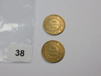Monnaies or - Lot de 2 x 20 Francs Génie...