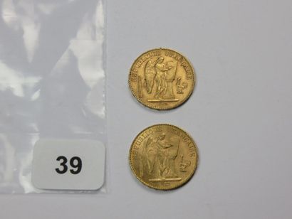 Monnaies or - Lot de 2 x 20 Francs Génie...