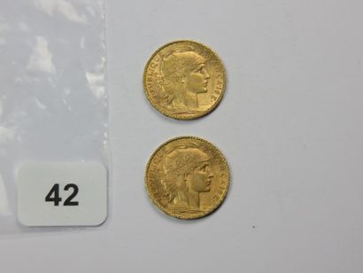 Monnaies or - Lot de 2 x 20 Francs Coq 1906...