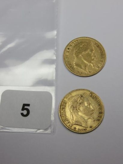 Monnaies or - Lot de 2 x 10 Francs Napoléon...