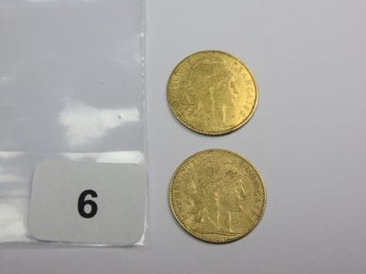 Monnaies or - Lot de 2 x 10 Francs Coq (1899...