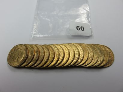 Monnaies or - Lot de 18 x 20 Francs Coq TTB...