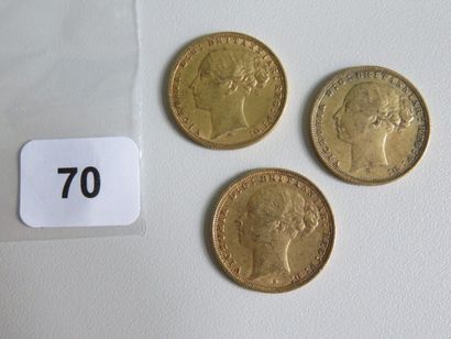 Monnaies or - Australie - Lot de 3 x Souverain...