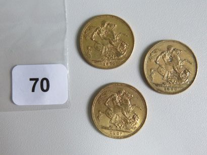 Monnaies or - Australie - Lot de 3 x Souverain...