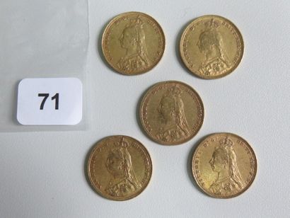 Monnaies or - Australie - Lot de 5 x Souverain...
