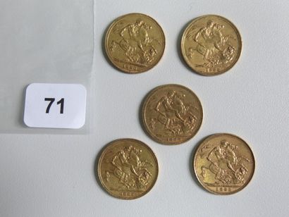 Monnaies or - Australie - Lot de 5 x Souverain...