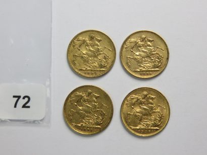 Monnaies or - Australie - Lot de 4 x Souverain...