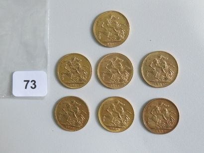 Monnaies or - Australie - Lot de 7 x Souverain...