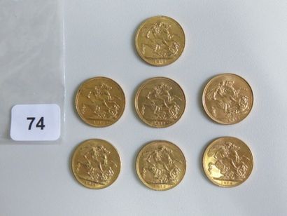 Monnaies or - Australie - Lot de 7 x Souverain...