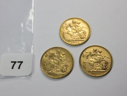 Monnaies or - Grande-Bretagne - Lot de 3...