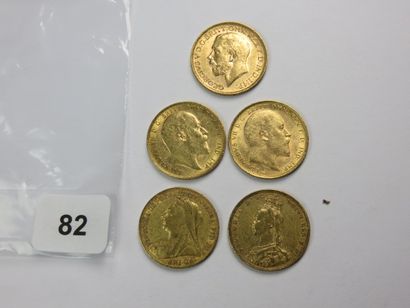 Monnaies or - Lot de 5 x Souverain diver...