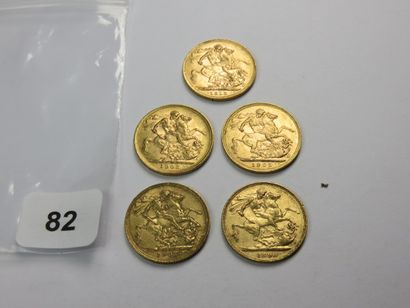 Monnaies or - Lot de 5 x Souverain diver...