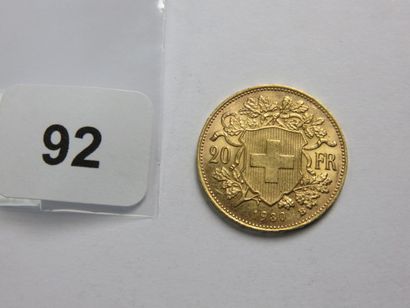 Monnaie or - Suisse - 20 Francs 1930 B T...