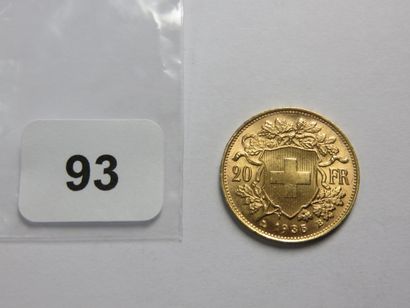Monnaie or - Suisse - 20 Francs 1935 LB ...