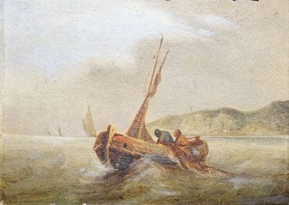 COULON, XIXE SIECLE
PECHEURS EN MER, 1852
huile...