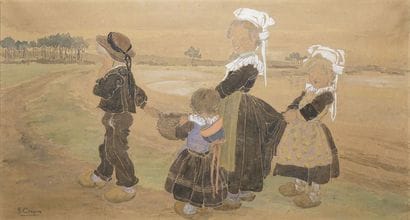 CREPIN Suzanne, 1880-1956
QUATRE PETITS BRETONS
aquarelle...