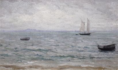 FEYEN EUGENE, 1815-1908
TEMPS GRIS, VOILIER...