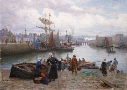 GUILLOU ALFRED, 1844-1926
RETOUR DE PECHE...