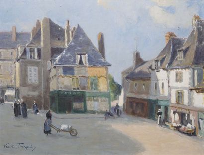 TURPIN PAUL, 1868-1960
PLACE ANIMEE EN BRETAGNE
huile...