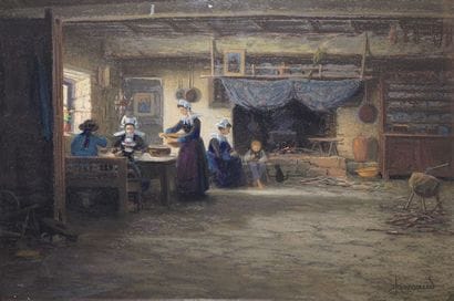 JANSSAUD Mathurin, 1857-1940
LE REPAS, INTERIEUR...