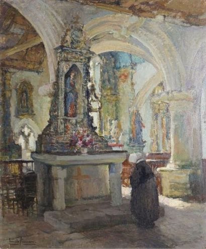 SIMON ÉMILE, 1890-1976
INTERIEUR D'EGLISE...