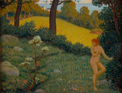 CLOUARD Albert, 1866-1952
NU AU CHAMP JAUNE
huile...