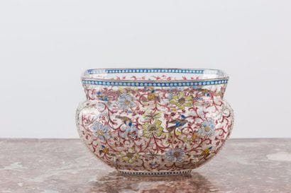 Coupe en cristal émaillé polychrome - Début...