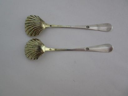 Paire de salerons en argent, intérieur en...