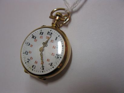 Montre de col or jaune 750 millièmes, fond...