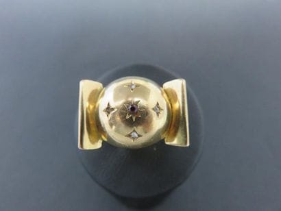 Bague or jaune 750 millièmes, années 50,...
