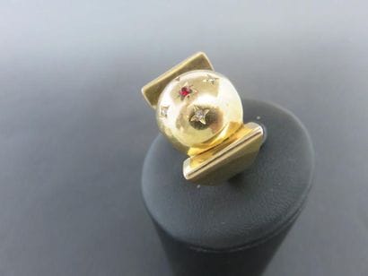 Bague or jaune 750 millièmes, années 50,...