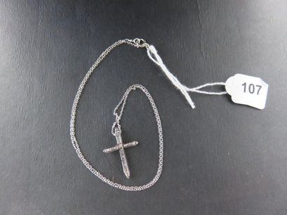 Croix et chaine maille forcat or gris 750...