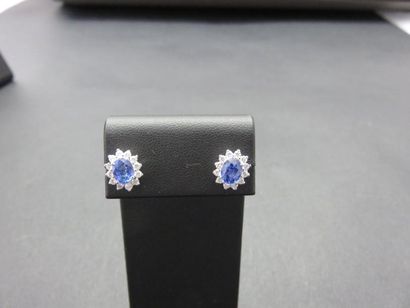 Paire de boucles d'oreilles or rhodié 750...