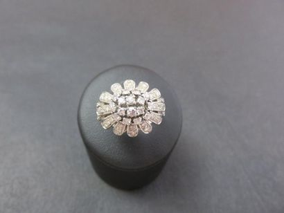 Bague or gris 750 millièmes et platine, ornée...