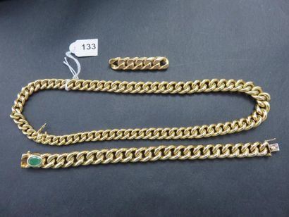 Parure or jaune 750 millièmes, maille gourmette,...