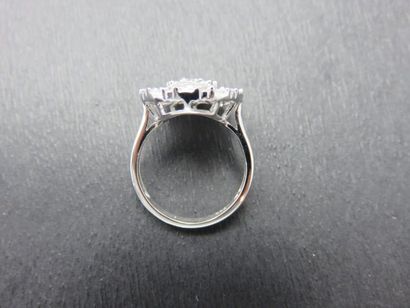 Bague ovale or gris 750 millièmes sertie...