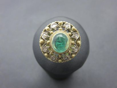 Bague or 750 millièmes et argent, XIXe siecle,...