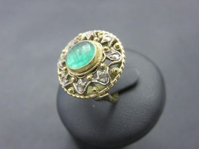 Bague or 750 millièmes et argent, XIXe siecle,...