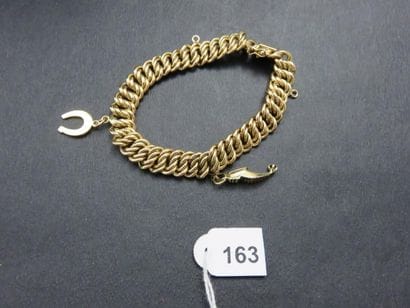 Bracelet or jaune 750 millièmes maille américaine...