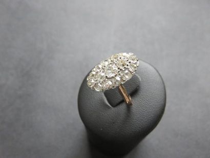 Bague or rose 750 millièmes et platine, forme...