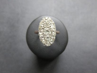 Bague or rose 750 millièmes et platine, forme...