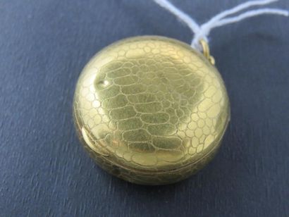 Poudrier de forme ronde, or jaune 750 millièmes,...