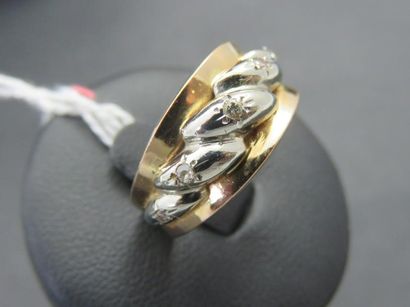 Bague or jaune et gris 750 millièmes composée...