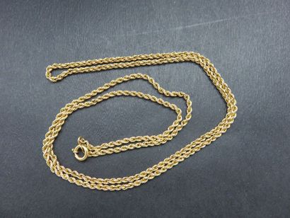 Sautoir, or jaune 750 millièmes, maille torsade....